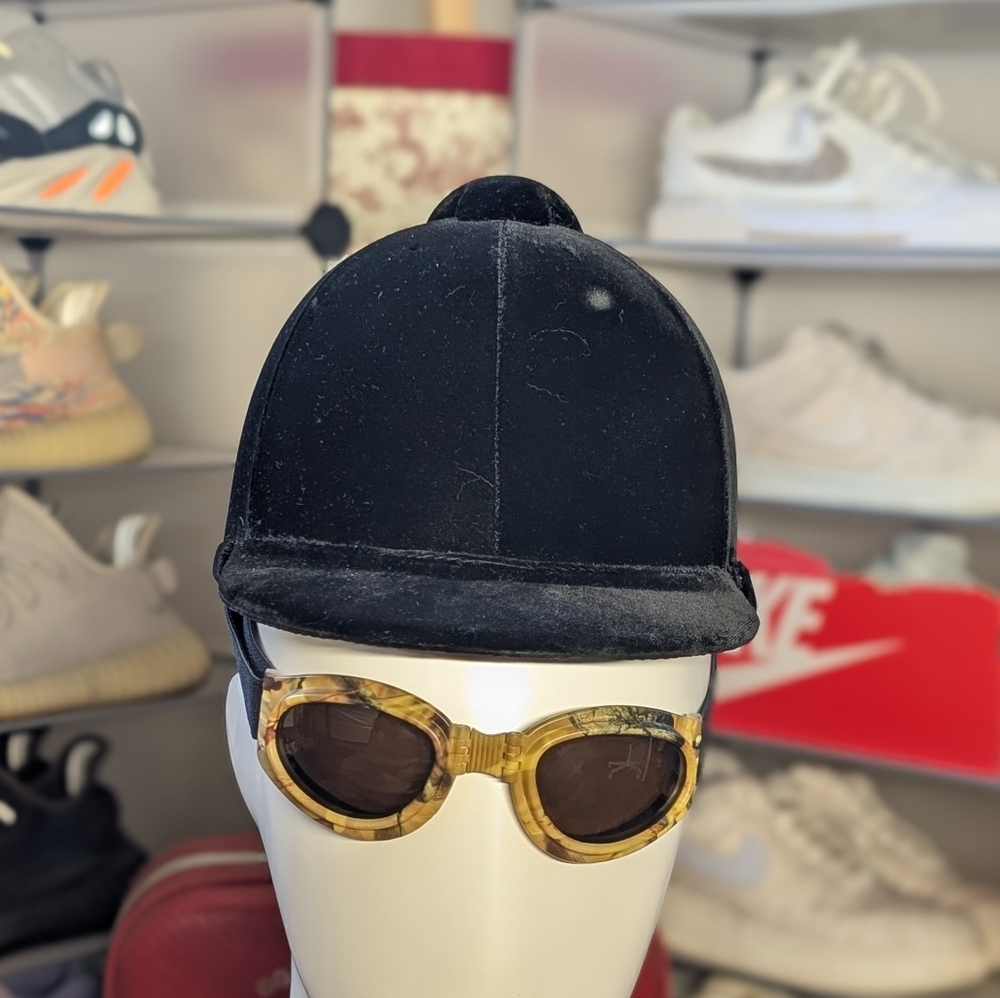 Black Velvet Vintage Riding Helmet (OS)